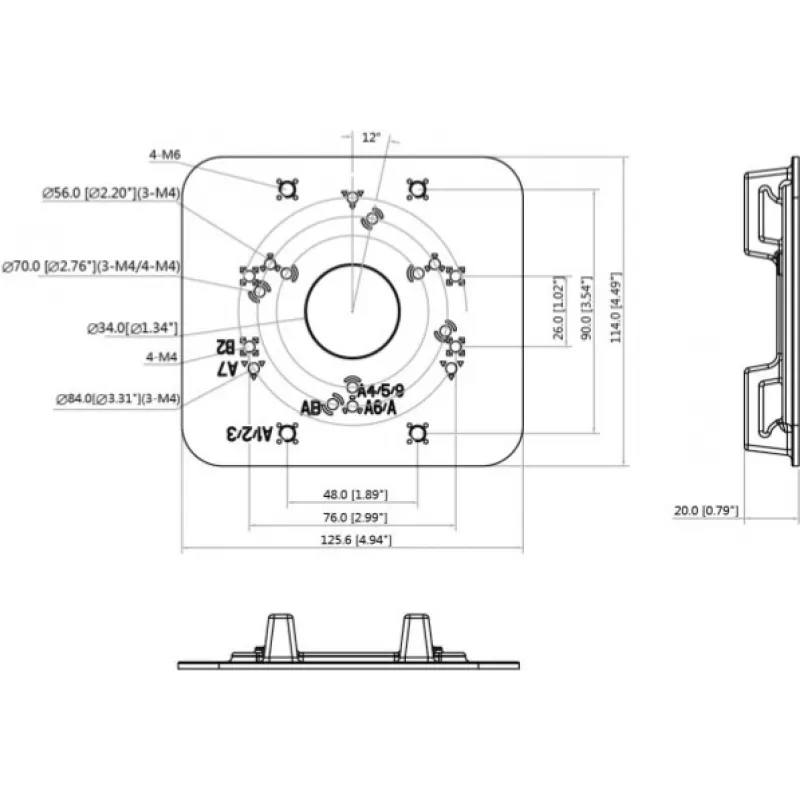 MITON VESA adaptera plāksne MT-P152-B - 75x75/100x100 uz 200x100/200x200, melna, 30kg