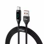 USB-A uz USB-C kabelis Voltage PowerDisplay 66W 100cm Melns