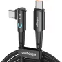 Voltage PowerAngle USB-C to USB-C kabelis 100W PD 2m Melns