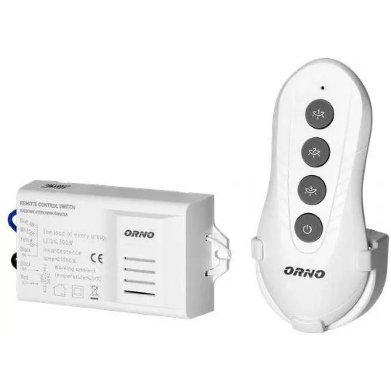 ORNO OR-GB-447 Bezvadu apgaismojuma kontrolieris 1-kanāla RF tālvadības komplekts 433.92 MHz 1000W