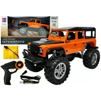 Double E Remote Controlled Car Land Rover Defender R/C Orange 1:14