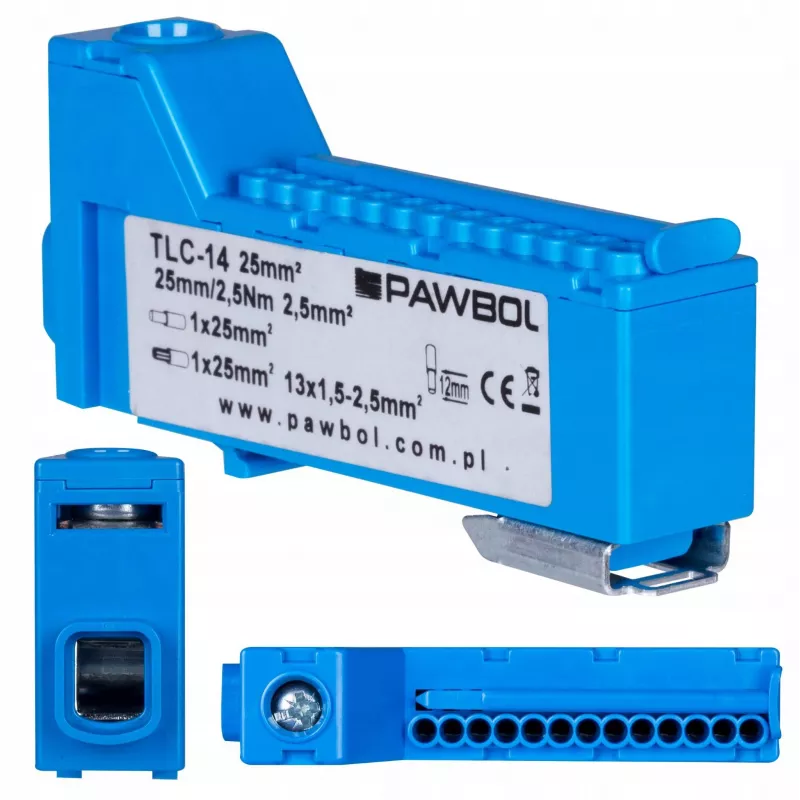 PAWBOL LZB E.4136N Bezsavienojuma spaiļu sloksne Zila 12 polu 450V 24A
