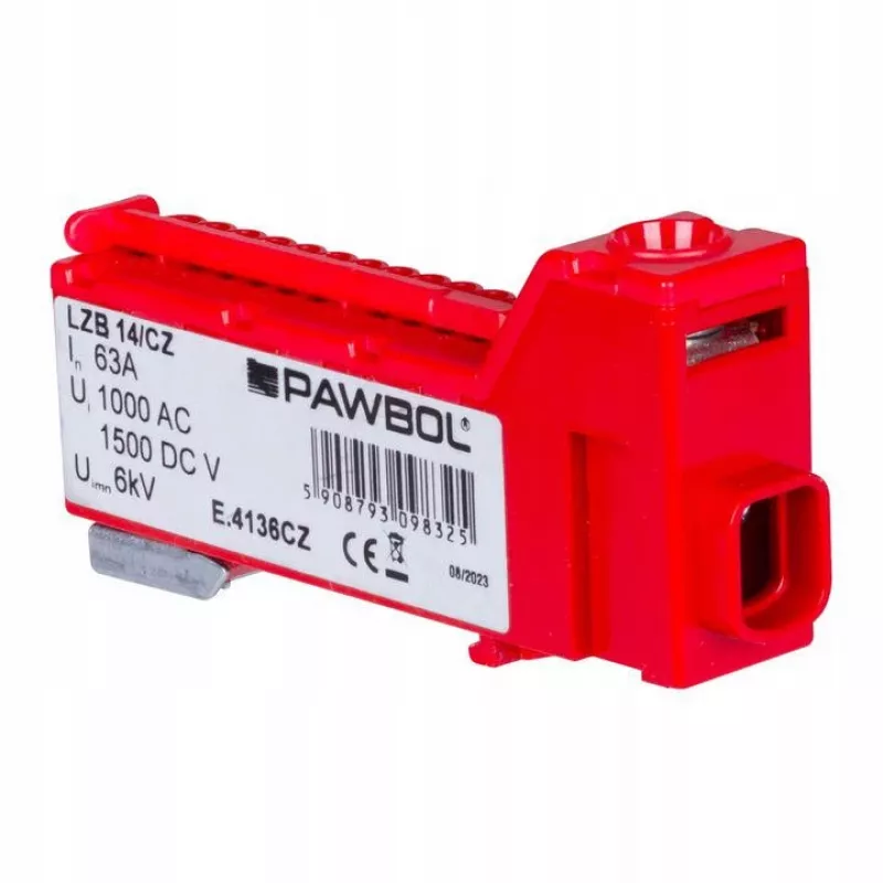 PAWBOL LZB E.4136CZ Bezsavienojuma spaiļu sloksne 12 polu sarkana 450V 24A