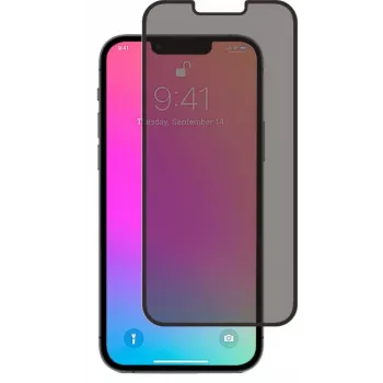 SCREENOR Rūdīta stikla privātuma ekrāna aizsargs iPhone 13 / 13 Pro / 14, 360° pretizlūkošanas, 9H cietība, 0.33mm, caurspīdīgs