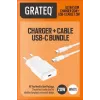 GRATEQ TAHKO 20W USB-C PD sienas lādētāja komplekts ar 1,5 m USB-C uz Lightning kabeli, balts