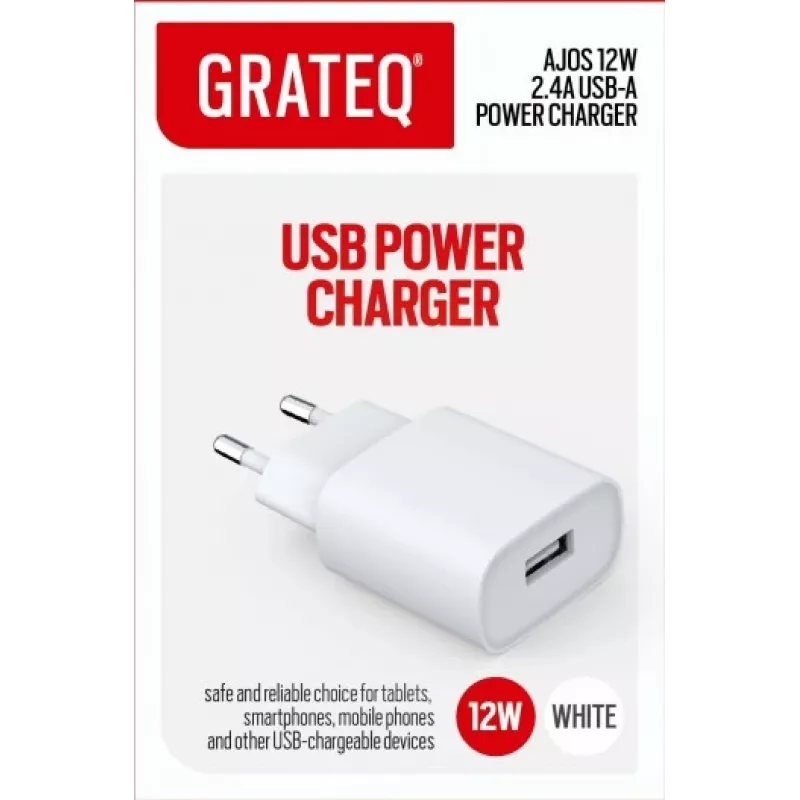 GRATEQ AJOS Lādētājs USB-A 12W Balts