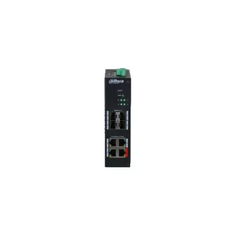 Dahua HS4408-4ET-96 Industrial Unmanaged PoE Switch, 8 Ports, 4x Hi-PoE 60W, 4x PoE+ 30W, 96W Budget, 2x Gigabit Uplink, 2x SFP, DIN-Rail