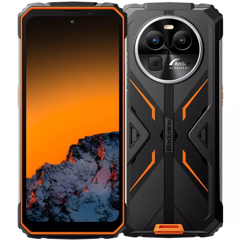 Blackview BV8100 Izturīgs Viedtālrunis 6.5 inch FHD+ 120Hz, 8/256GB, 50MP+13MP+VGA, 8800mAh 45W, IP68/IP69K, MIL-STD-810H, Android 14, Oranžs