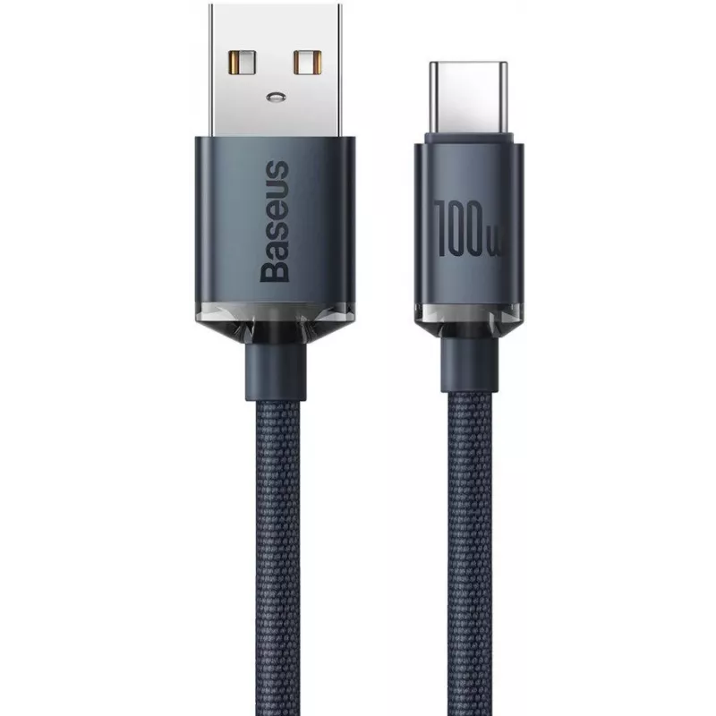 Baseus Crystal Shine USB-A uz USB-C kabelis 1,2m 100W 6A QC 3.0 Pīts neilons Melns