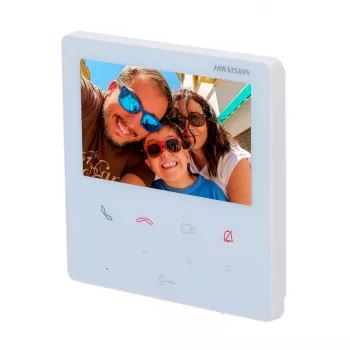 Hikvision DS-KH6110-WE1 4.3 collu iekštelpu stacija, 480x272, PoE, WiFi, 4 pielāgojamas pogas, skārienekrāns, balta