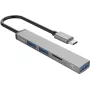 ORICO AH-12F-GY-BP USB-C centrmezgls ar 3x USB-A pieslēgvietām un MicroSD karšu lasītāju, alumīnijs, kosmosa pelēks