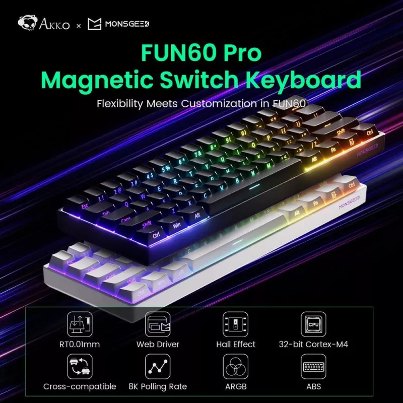 Akko FUN60 PRO mehāniskā tastatūra USB-C melna 61 taustiņš