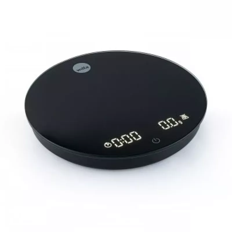 WILFA UNIFORM COFFEE SCALE - Digitālie kafijas svari ar taimeri, Bluetooth, 2000g ietilpība, 0.1g precizitāte, melni