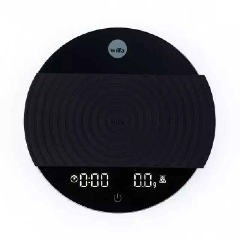 WILFA UNIFORM COFFEE SCALE - Digitālie kafijas svari ar taimeri, Bluetooth, 2000g ietilpība, 0.1g precizitāte, melni