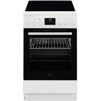 AEG CCB56491BW Brīvi stāvoša elektriskā plīts ar keramikas plīts virsmu, 73L ventilācijas cepeškrāsns un 39L parastā cepeškrāsns, balta