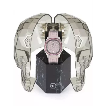 Philipp Plein Sieviešu PWTAA0123 38mm kvarca pulkstenis ar melnu silikona siksniņu