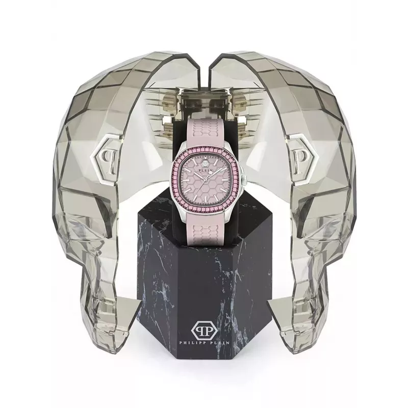 Philipp Plein Sieviešu PWTAA0123 38mm kvarca pulkstenis ar melnu silikona siksniņu