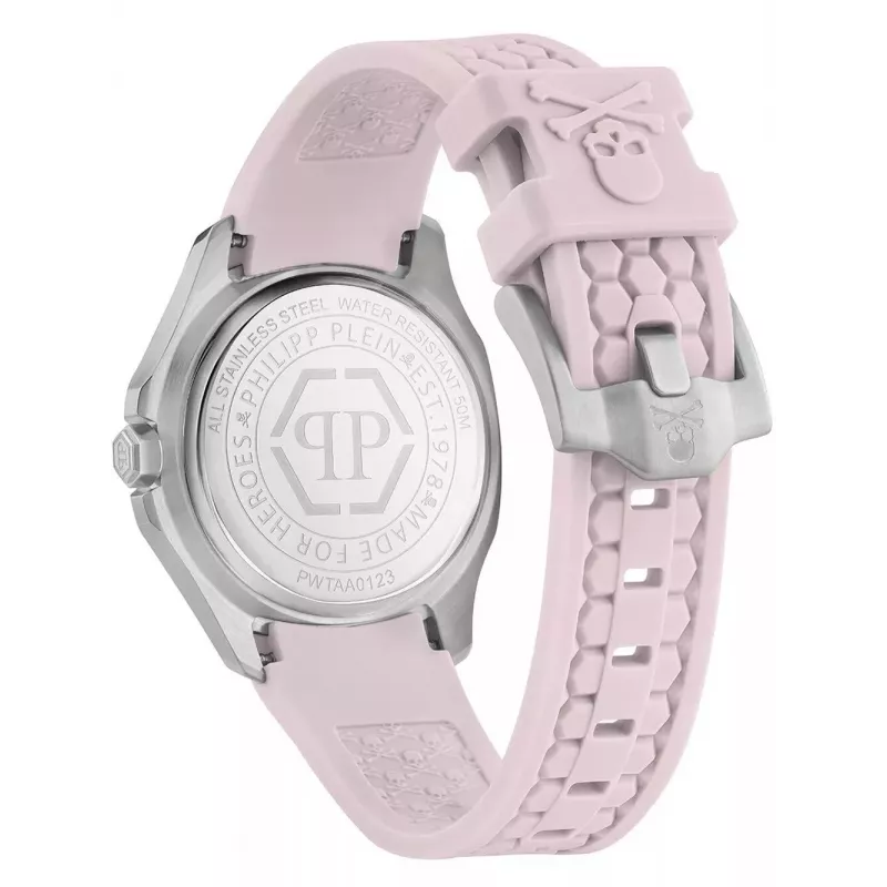 Philipp Plein Sieviešu PWTAA0123 38mm kvarca pulkstenis ar melnu silikona siksniņu