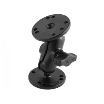 RAM MOUNTS B-Size Īsā montāžas roka + 2x B-Size 1.0 lodveida apaļā 2.5 pamatne
