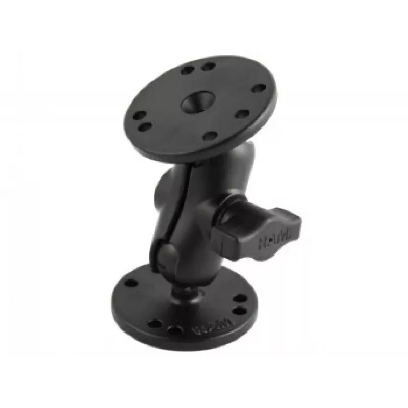 RAM MOUNTS B-Size Īsā montāžas roka + 2x B-Size 1.0 lodveida apaļā 2.5 pamatne
