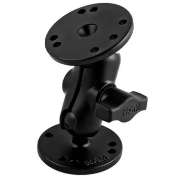 RAM MOUNTS B-Size Īsā montāžas roka + 2x B-Size 1.0 lodveida apaļā 2.5 pamatne