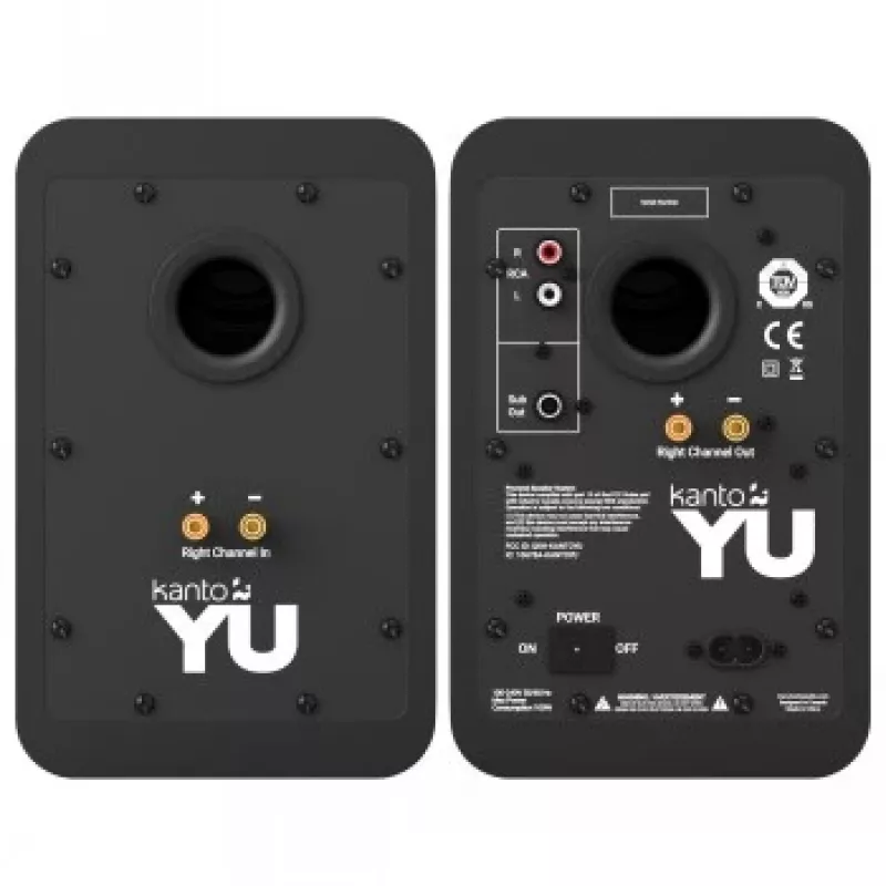 KANTO AUDIO YU-CG Powered Bookshelf Speakers with Bluetooth and RCA Input - Black Vinyl (Incl. Type C & G Power Cords)