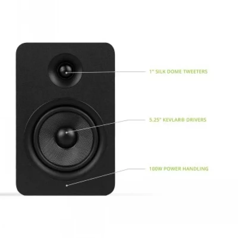 KANTO AUDIO YUP6 Pasīvie grāmatplauktu skaļruņi pārī - 1 inch zīda kupola augstfrekvences skaļrunis un 5.25 inch Kevlara zemfrekvences skaļrunis - Melns