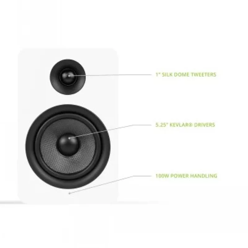 KANTO AUDIO YUP6W Pasīvie grāmatplauktu skaļruņi (pāris) - Balti - 1 inch zīda kupola tweeter & 5.25 inch Kevlar woofer
