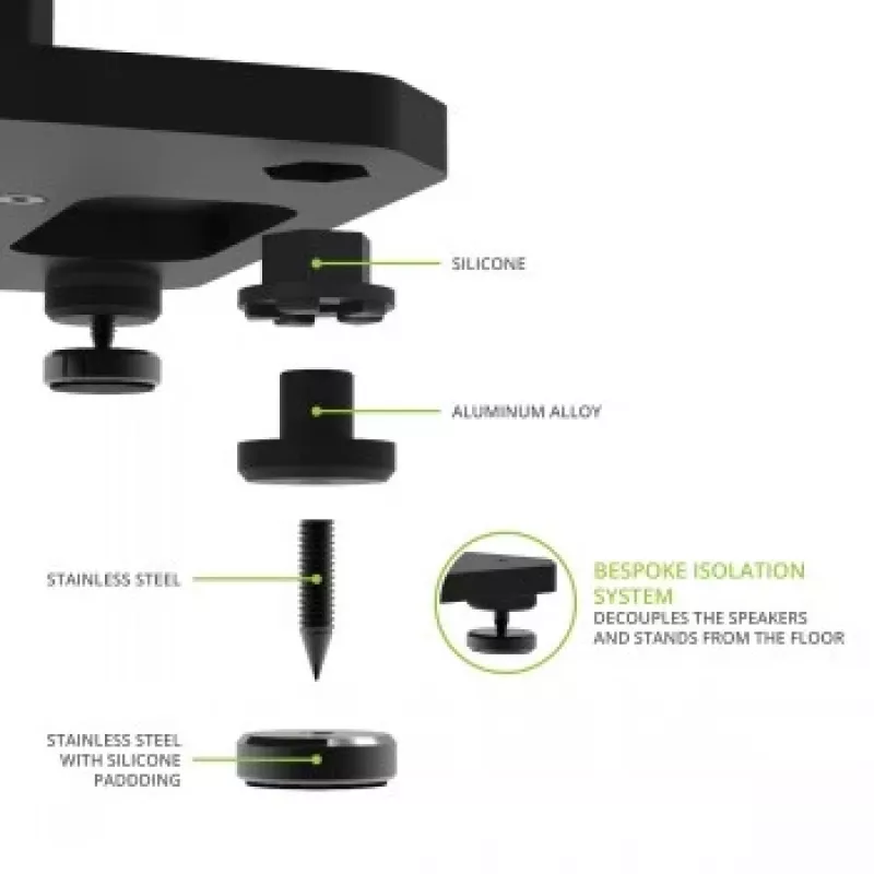 Kanto Audio 22 Tall Fillable Speaker Stands ar izolācijas kājām - Melns (Pāris)