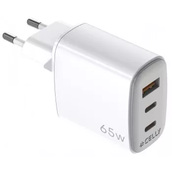 CELLY UP TC 1 USB 2 USB-C 65W WH GaN sienas lādētājs balts