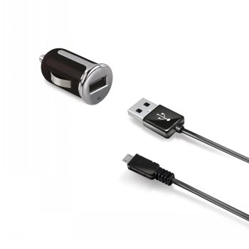 CELLY Car Charger Turbo + Micro USB Cable 2.4A 100cm Black