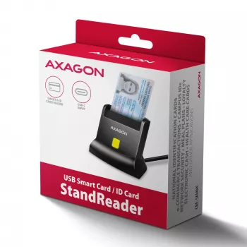 AXAGON CRE-SM4NC USB-C Smart Card Stand Reader - Melns