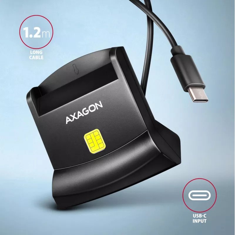 AXAGON CRE-SM4NC USB-C Smart Card Stand Reader - Melns