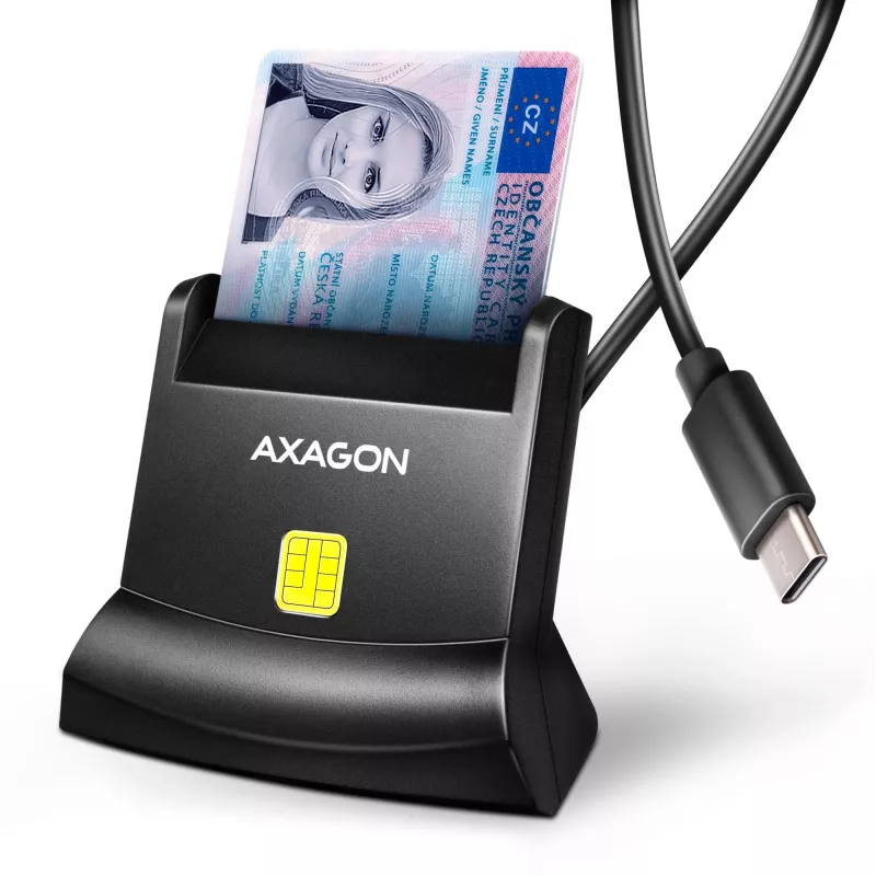 AXAGON CRE-SM4NC USB-C Smart Card Stand Reader - Melns