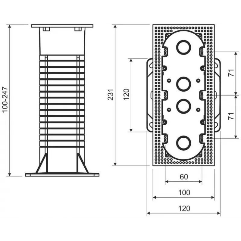 KOPOS KEZ-3_KB 3-Gang Installation Box for Insulated Facades, Orange