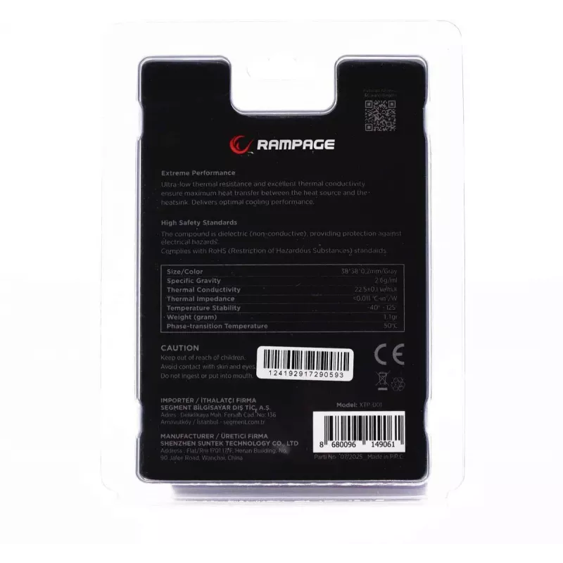 Rampage Termopad XTP-001 Termopalikums 38×38×0.2 mm PTM