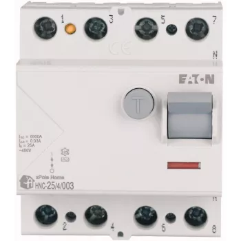 EATON Noplūdes strāvas aizsargslēdzis 25A 4P 4M 30mA AC 6kA
