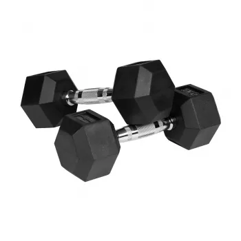 REBEL ACTIVE Ar gumiju pārklāti čuguna hanteles 2x5 kg