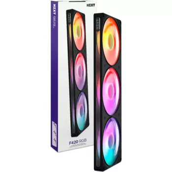 NZXT F420 RGB All-in-One šķidruma dzesētājs, 420mm radiators, 3x 140mm ventilatori, melns