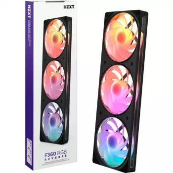 NZXT F360 RGB 360mm AIO šķidruma CPU dzesētājs, melns, reverss