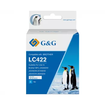 G&G saderīga tintes kasetne Brother LC422C ciāna (550 lapas)