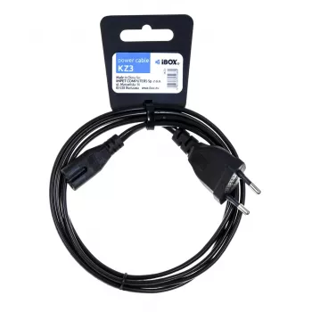 iBox KZ3 Strāvas kabelis, Euro 2-pin uz IEC C7 (figūra-8), Melns