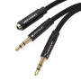 Vention BBLBAB 3.5mm Audio Splitter Cable Female to 2x Male, 0.6m, Black