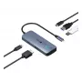 IcyBox IB-DK4081-SO Spade Dock 4081 5-in-1 ceļojumu dokošanas stacija ar Off-Screen uzlādi, USB-C, HDMI 4K, Gigabit Ethernet, 2x USB-A, 100W PD, alumīnijs