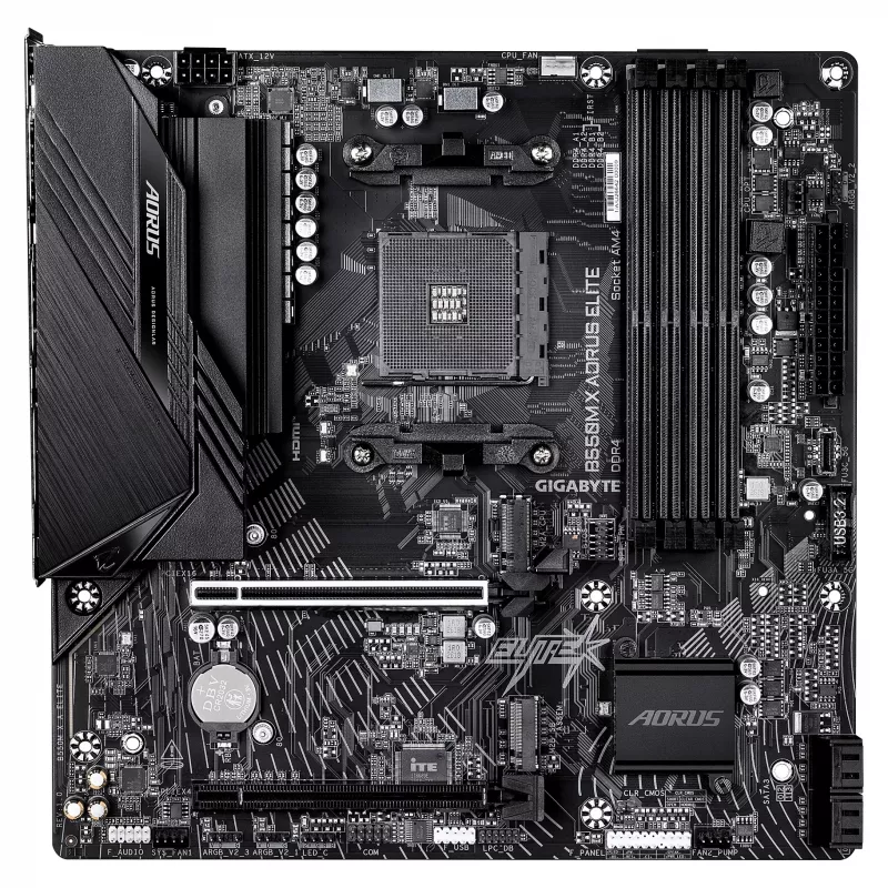 GIGABYTE B550M X AORUS ELITE AM4 Micro-ATX mātesplate, AMD B550, 4x DDR4, HDMI/DP, 2x M.2, 2.5GbE, Wi-Fi 6E