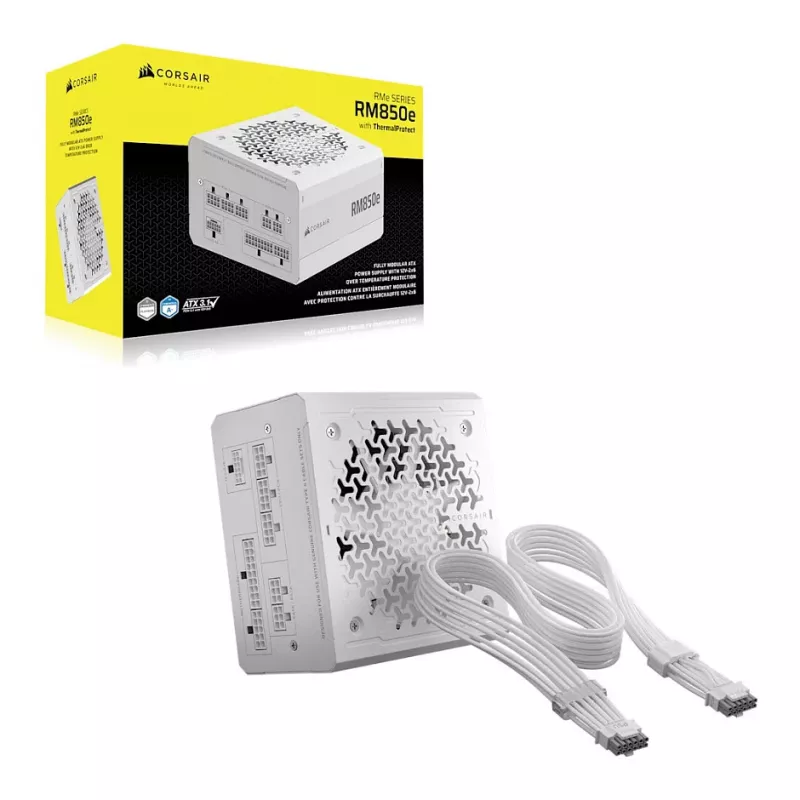 CORSAIR RMe White Series RM850e 2026 Cybenetics Platinum sertificēts 850W pilnībā modulārs ATX barošanas bloks