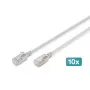 DIGITUS CAT 6A F-FTP plānais savienojuma kabelis, 0,3 m, pelēks, 10 komplektā, 10Gbps, 500MHz, LSZH