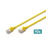 DIGITUS CAT 6A F-FTP plānais savienojuma kabelis, 0,3 m, dzeltens, 10 iepakojumā, LSZH, 10Gbps, 500MHz