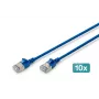 DIGITUS CAT 6A F-FTP plānais savienojuma kabelis, 0,5 m, zils, 10 iepakojumā