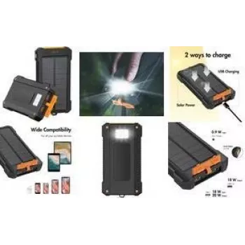 LogiLink saules enerģijas banka 20000 mAh 20W PD QC 3.0 IP66 LED lukturis Melns/Orang